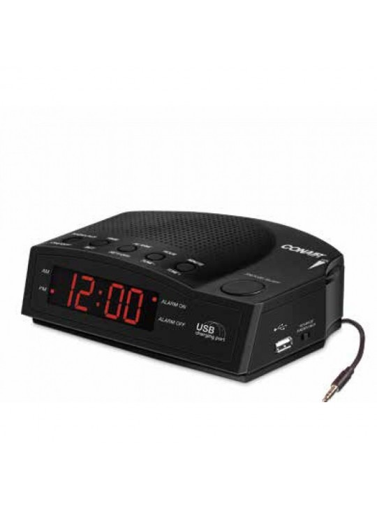 Conair Alarm Clock Radio with USB Charging Port 2/Pack