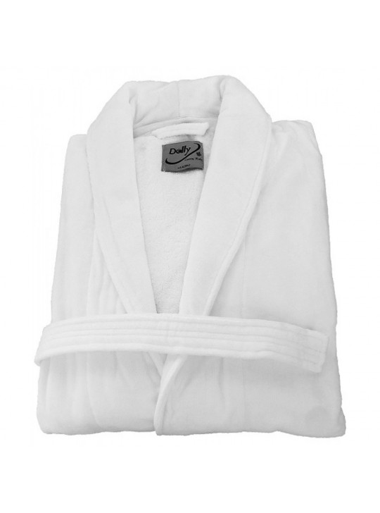 Luxury Velour (100%C Pre-Shrunk) Double Loop Cotton 500GSM Shawl Collar Bathrobes White size: 2XL
