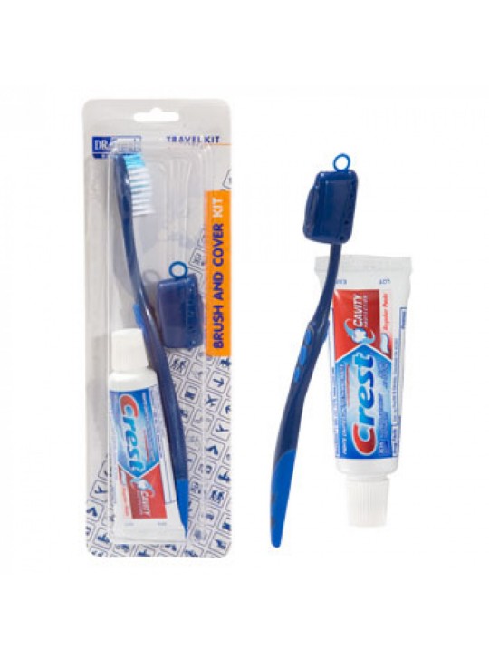 Travel Pack Toothbrush/ Crest Toothpaste / Brush Cover 12/Pack