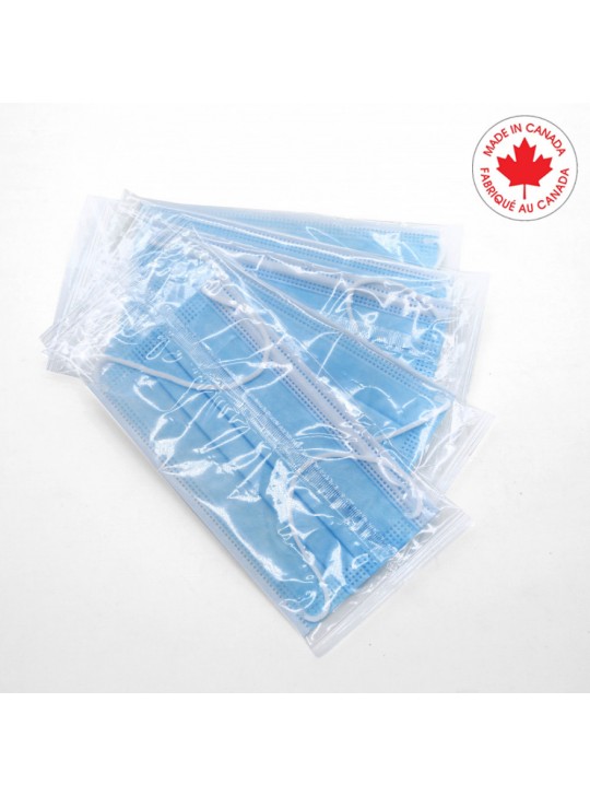 Medical Masks Level 3 BLUE Ear Loops 3PLY packing 50's/ box MADE IN CANADA Lic#14804