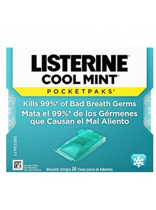 Listerine Cool Mint Pocketpaks Breath Strips, 24-Strip pack of 12