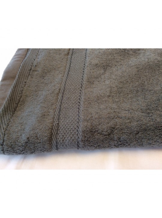 Bath Towel 30"x 56" #14.00 Lbs/dz Extra Soft Bamboo Towels with Border color: GREY 3/Pack