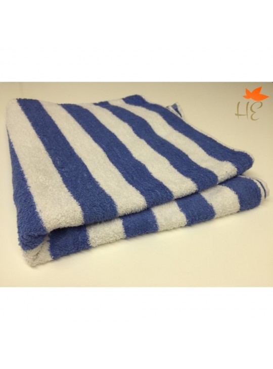 Cabana Pool Towels 30" x 60" #13.00Lbs/dz Blue-White Striped Full Terry 6/Pack