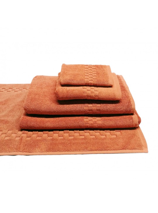 Face Towels 13"x13" #2.00Lbs/ dz Premium Combed Cotton Jacquard Borders color: CORAL 12/ Pack