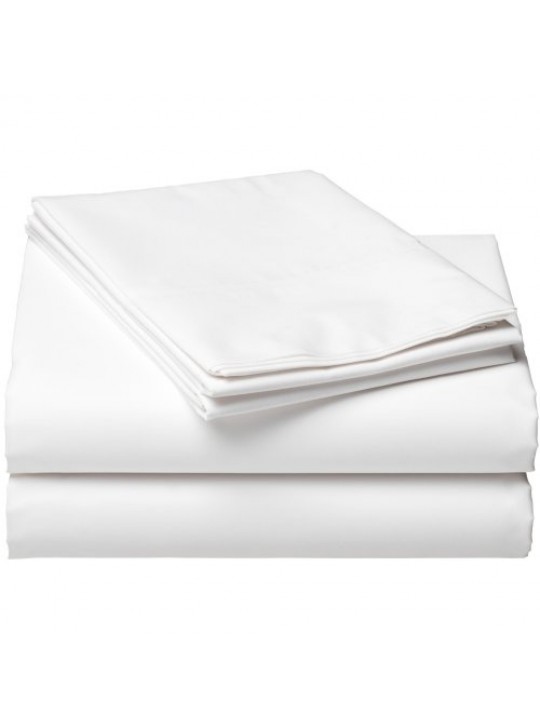 T-180 Percale Cotton-Poly Queen Sheets FLAT 92"x 115" Thomaston Mills USA White 3/Pack