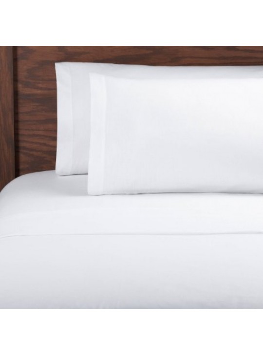 T200 Premium Percale Queen Flat Sheets size 90"x110" White 3/Pack