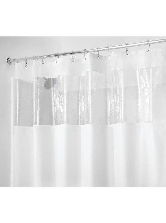 Shower Curtains 2 Layered with Outer Window and Inner Snap Polyester Liner 72"x 77" 2/Pack