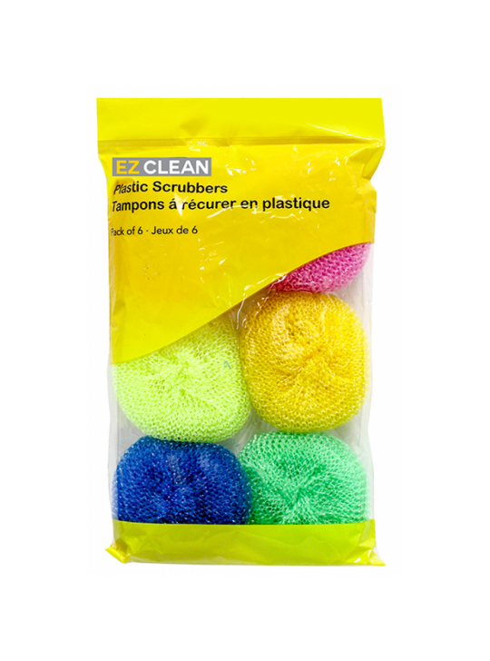 Ez Clean Plastic Scourers Dish Scrubber Round pads Multi-color 6/Pack