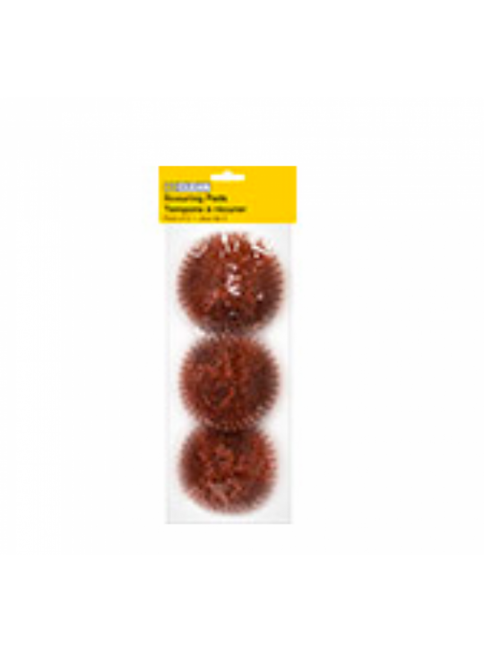 Heavy Duty Copper Scourers Dish Scrubber Round pads 3/Pack