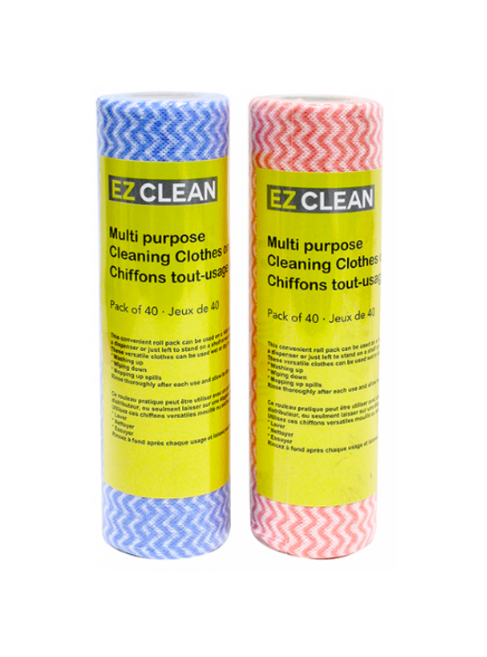 EZ Clean Multipurpose Wiping Cloths Non Woven Fabric Roll of 40's 2/Pack