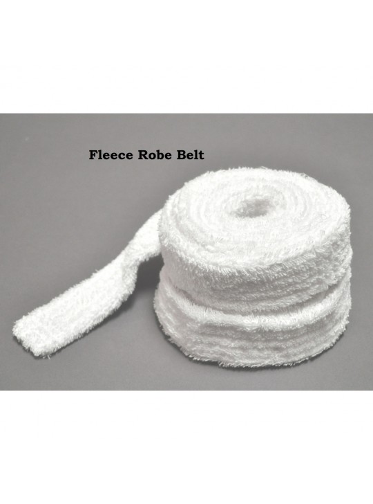 Robe Belts Plush Fleece (100%P Coral Fleece) NEW Extra Soft 400GSM Size: Std. 70"L White 6/ Pack